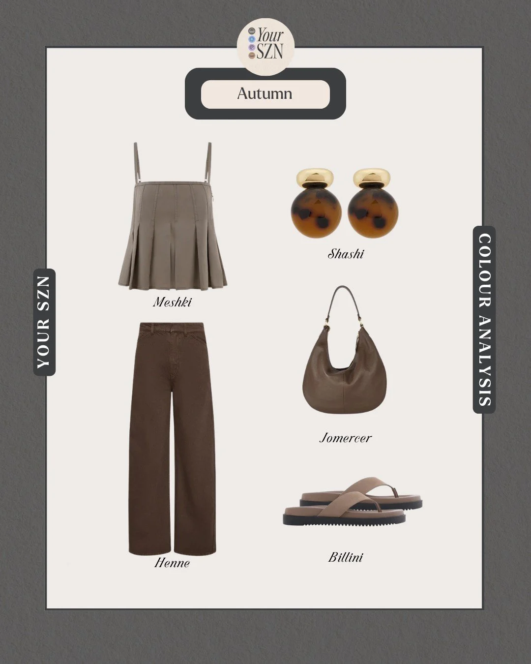 Earthy browns, soft textures, and timeless accessories, this Autumn palette proves that neutrals can be just as striking as colour. Effortless, grounded, and made for everyday sophistication.

#autumnstyle #outfitinspo #colouranalysis #autumnoutfit #