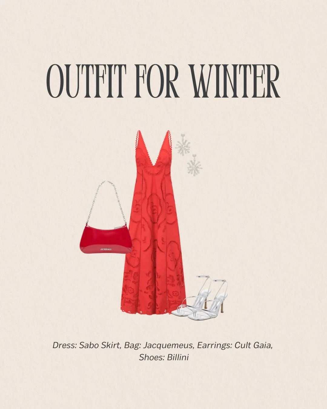 This is a perfect look for winters heading out to a nice dinner or even a fancy brunch with the girls. This dress from Sabo Skirt can be dressed up like it is here or you can even dress it down with slides and a larger bag for the beach with gentle p