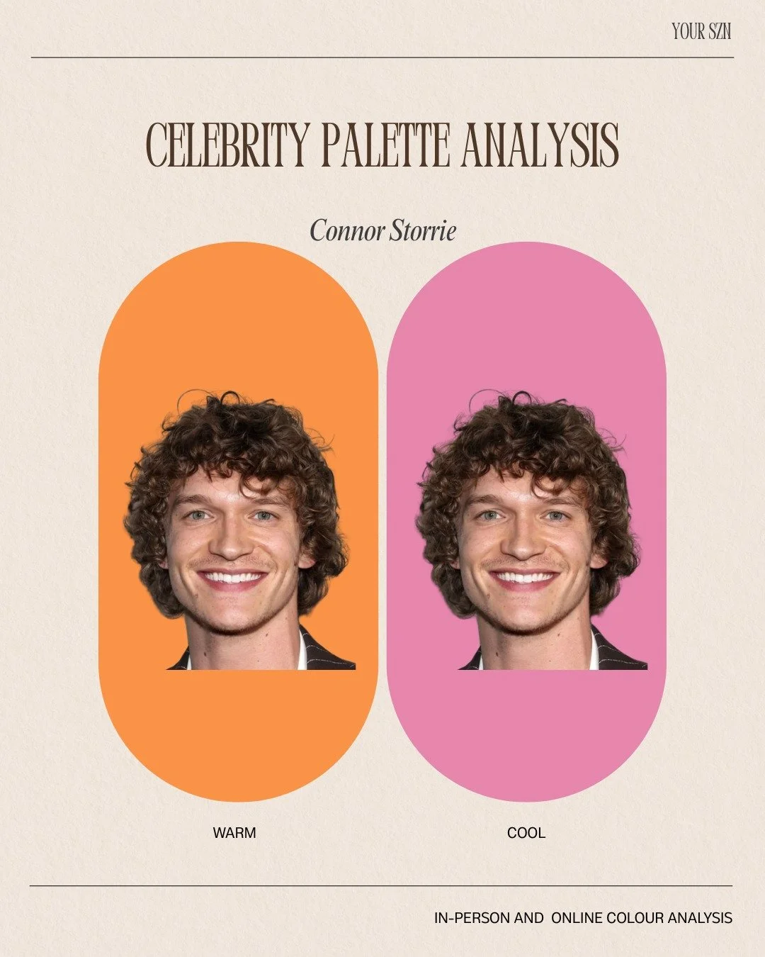 Connor Storrie Colour Analysis 🔎🌈✨

With Connor gaining attention for his natural colouring in the trending Heated Rivalry series, let&rsquo;s break down his natural colouring.

He seems to respond beautifully to warmth, with golden tones enhancing