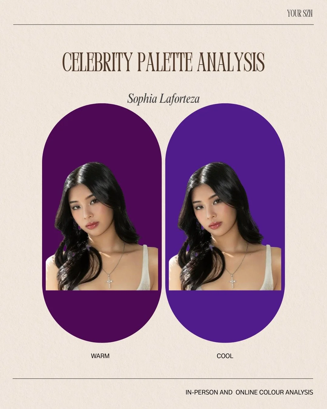 Colour Study: Sophia Laforteza from Katseye ✨

Sophia&rsquo;s colouring creates a naturally striking stage presence, and the way different tones interact with her features is fascinating.

Cooler jewel shades appear to enhance her depth and definitio