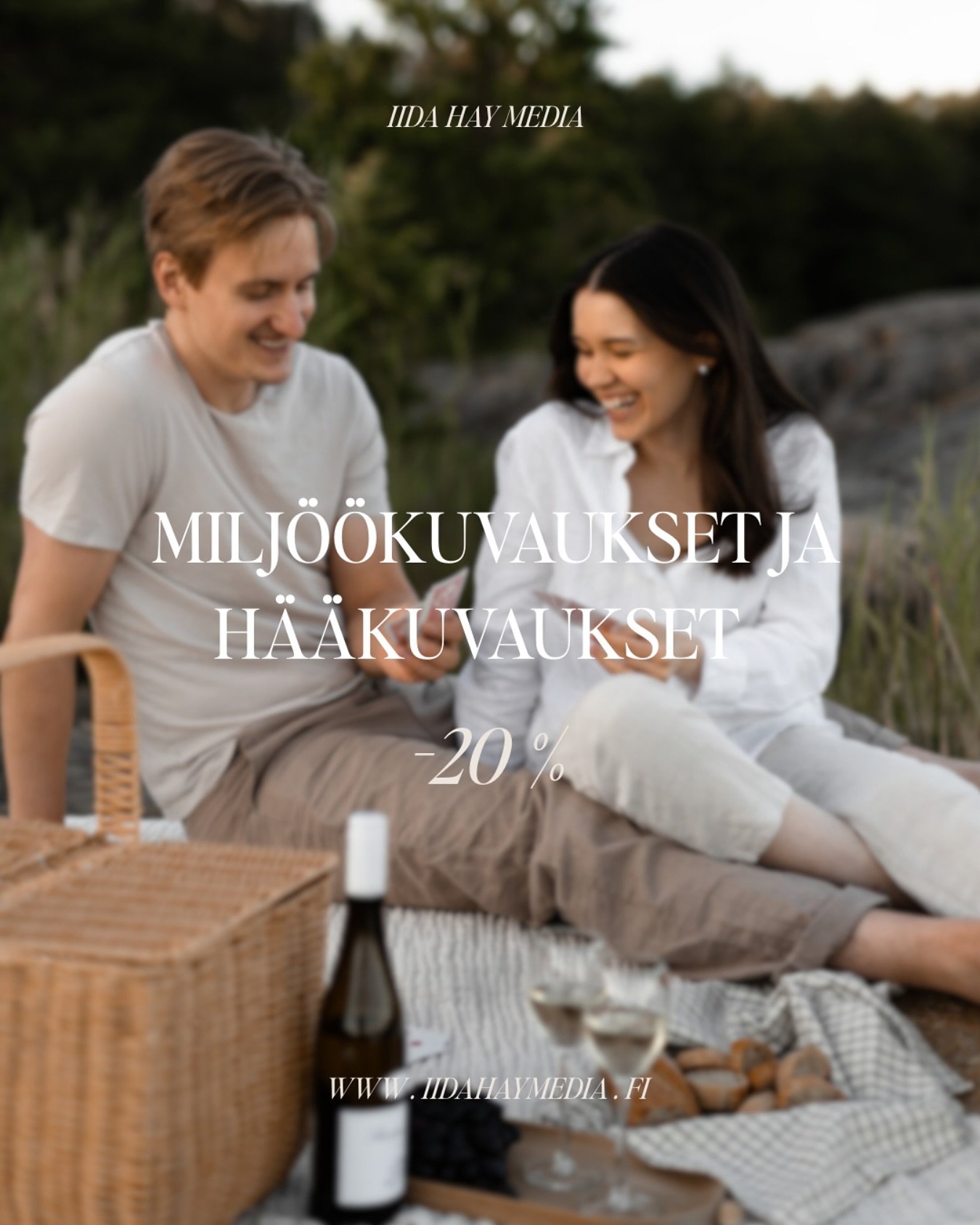 Kes&auml;kuun ja hein&auml;kuun 2025 milj&ouml;&ouml;kuvauksista sek&auml; h&auml;&auml;kuvauksista Turun seudulla -20% 22.6.2025 menness&auml; varatuista ajoista. 🎞️☀️ 

Oltaisko me match? 📸

✉️info@iidahaymedia.fi
✉️dm
✉️0443319980
✉️www.iidahaym