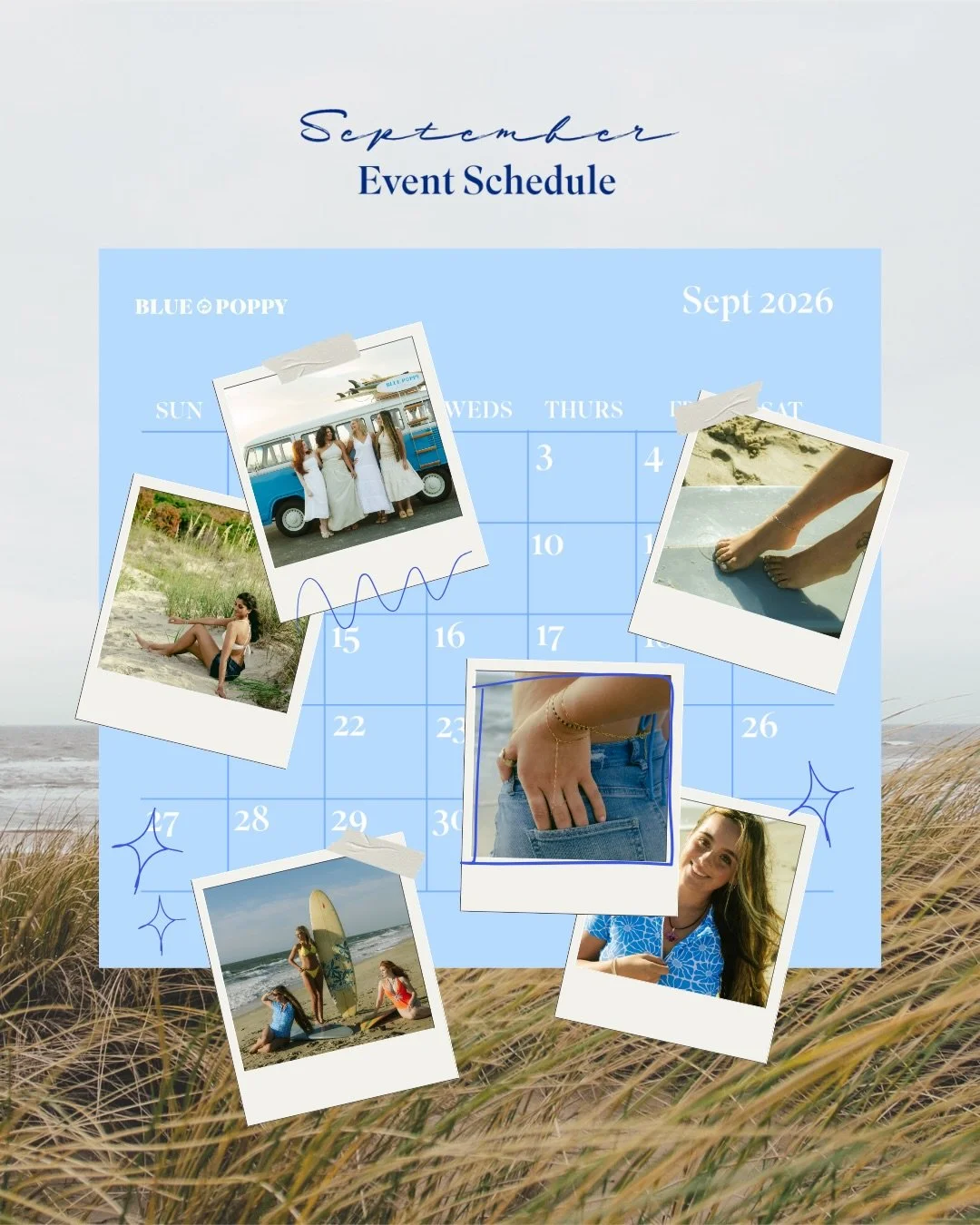 September is PACKED! 💙✨ Come shop Blue Poppy Jewelry all month long for permanent jewelry + handmade jewelry. Save this post so you know where to find us! 🌼

✨ Surfside Beach Farmer&rsquo;s Market
Sept 1, 8, 15 &amp; 22 | 10 AM&ndash;3 PM
📍 Surfsi
