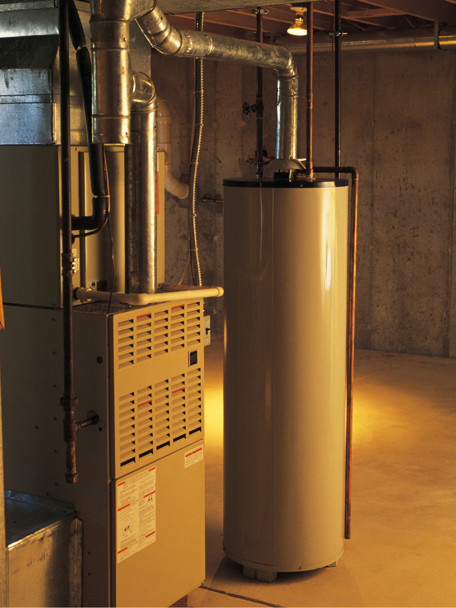 Two high-efficiency gas furnaces connected to residential ductwork
