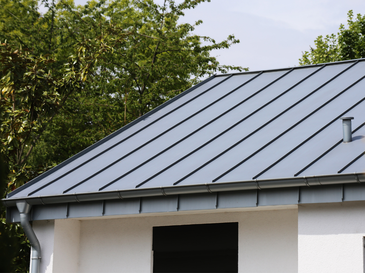 Standing seam metal roof installed on a residential property