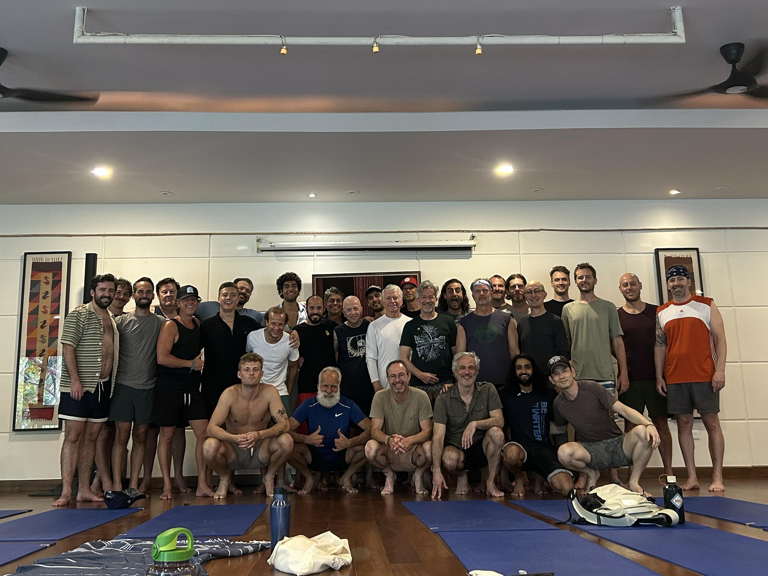 Brian leading a men's group with good friend Sanjay at James Nestor's Breath Retreat 2024