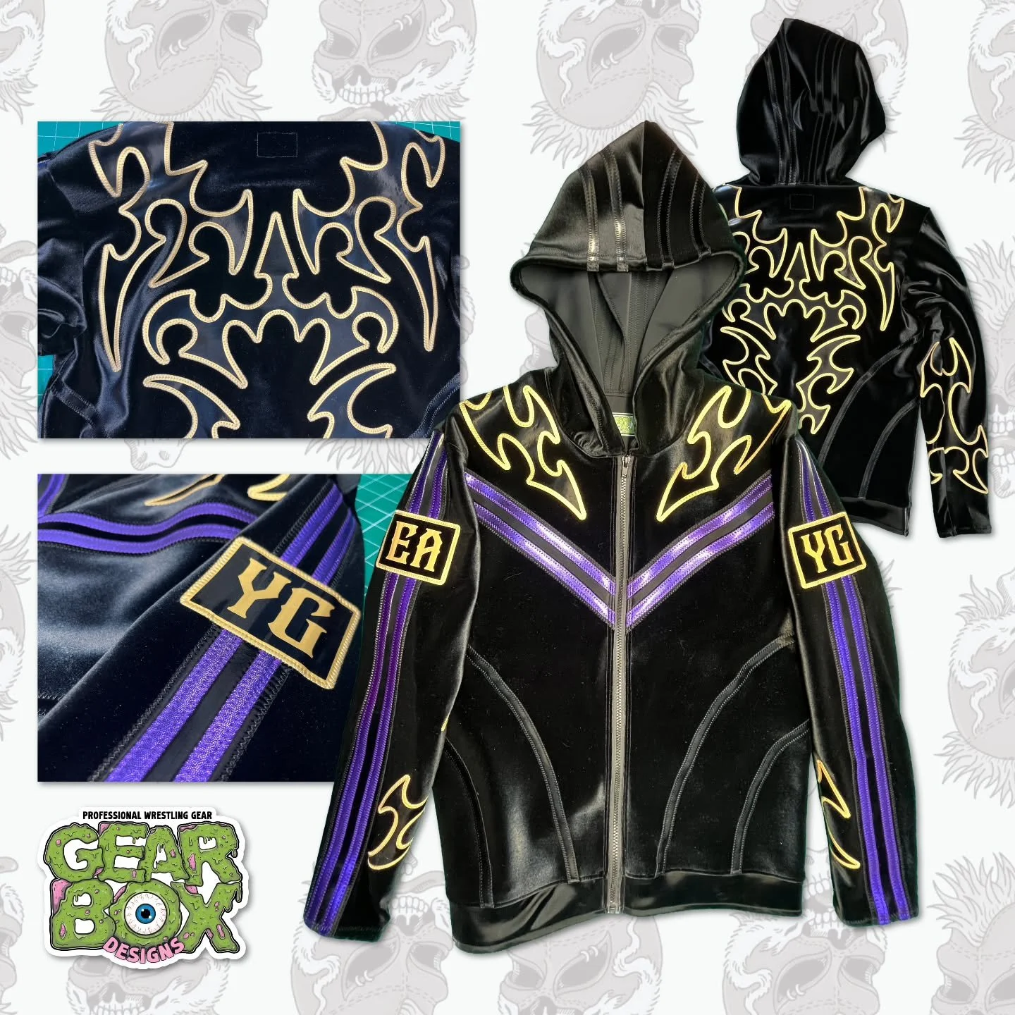 Velvet jack for @ethanallen_yg 

Designed by @bitterchain_designs 
Pic by @shoop_eat_world 

#gearboxdesigns #wrestlinggear #aew #wwe #sewing