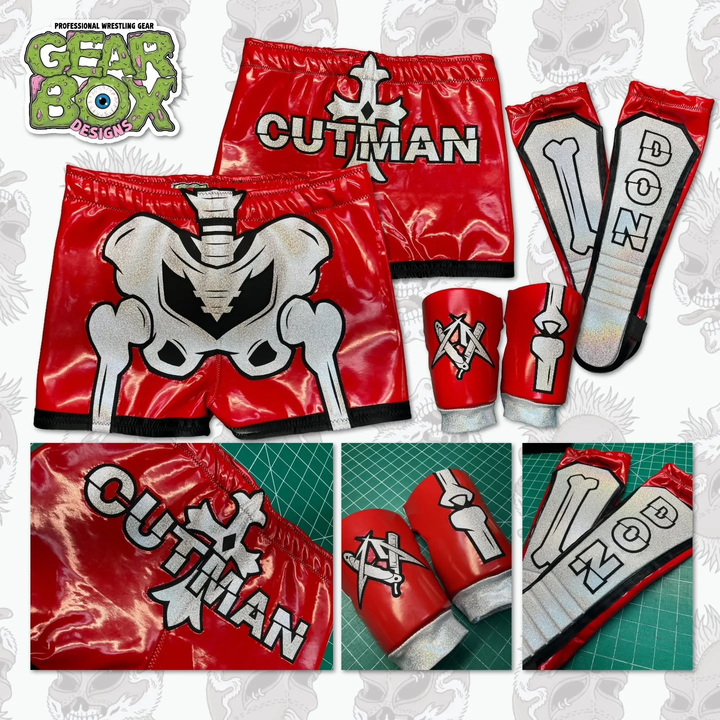 Killer set for @cutmanzacharydon 

Concept: @cutmanzacharydon 
Design: me
Photos: @shoop_eat_world 

#gearboxdesigns #wwe #aew #prowrestler #sewing