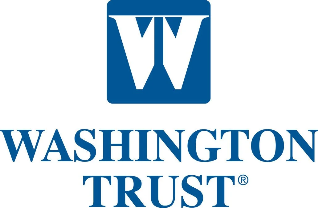 Washington Trust logo with a stylized 'WT' in a square, blue on white