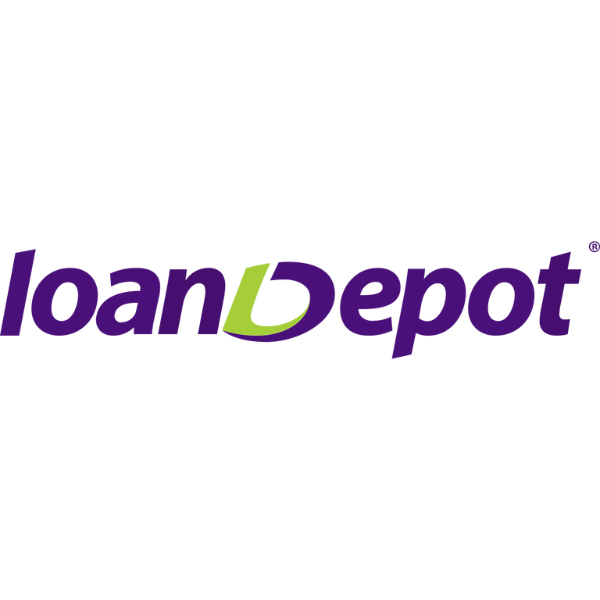 LoanDepot logo in purple and green text