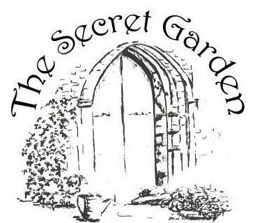 Drawing of an arched garden gate with the words 'The Secret Garden' written above and to the side.