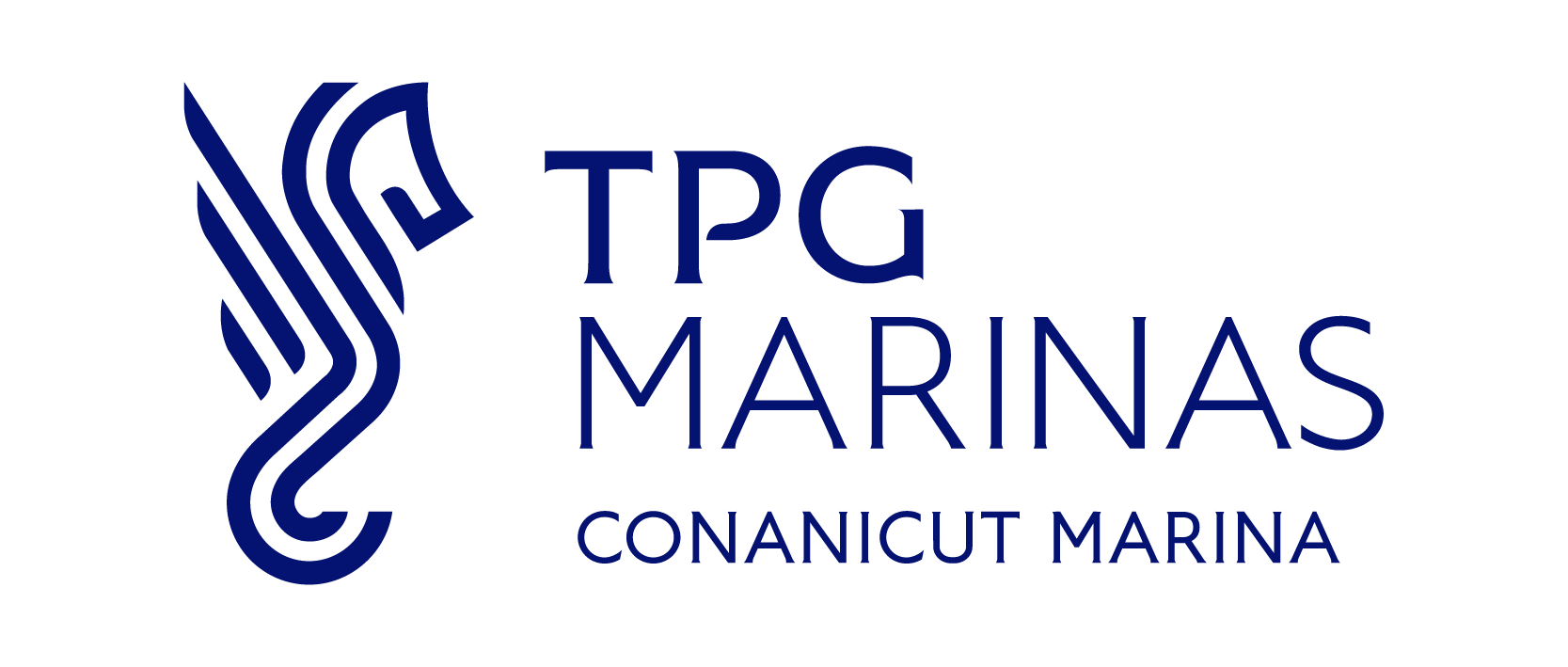 Logo of TPG Marinas with a stylized wave icon and the text "TPG Marinas Conanicut Marina" in blue.