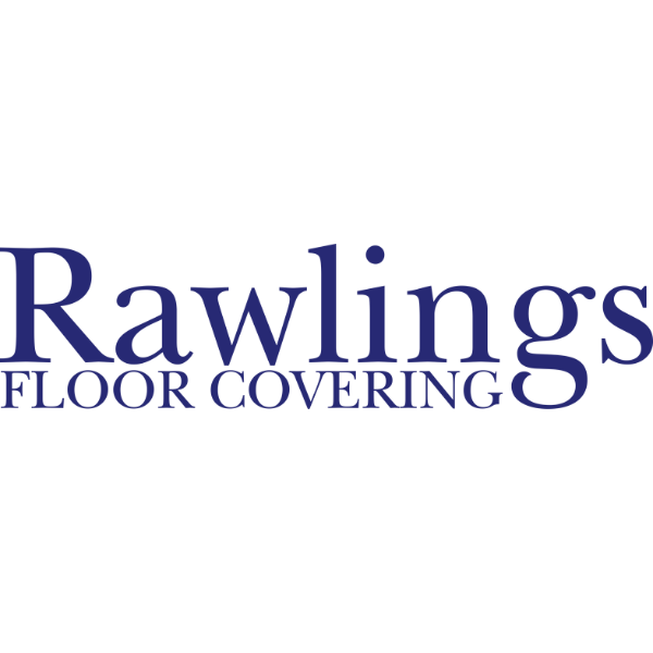 Rawlings Floor Covering logo with text in blue on a white background.