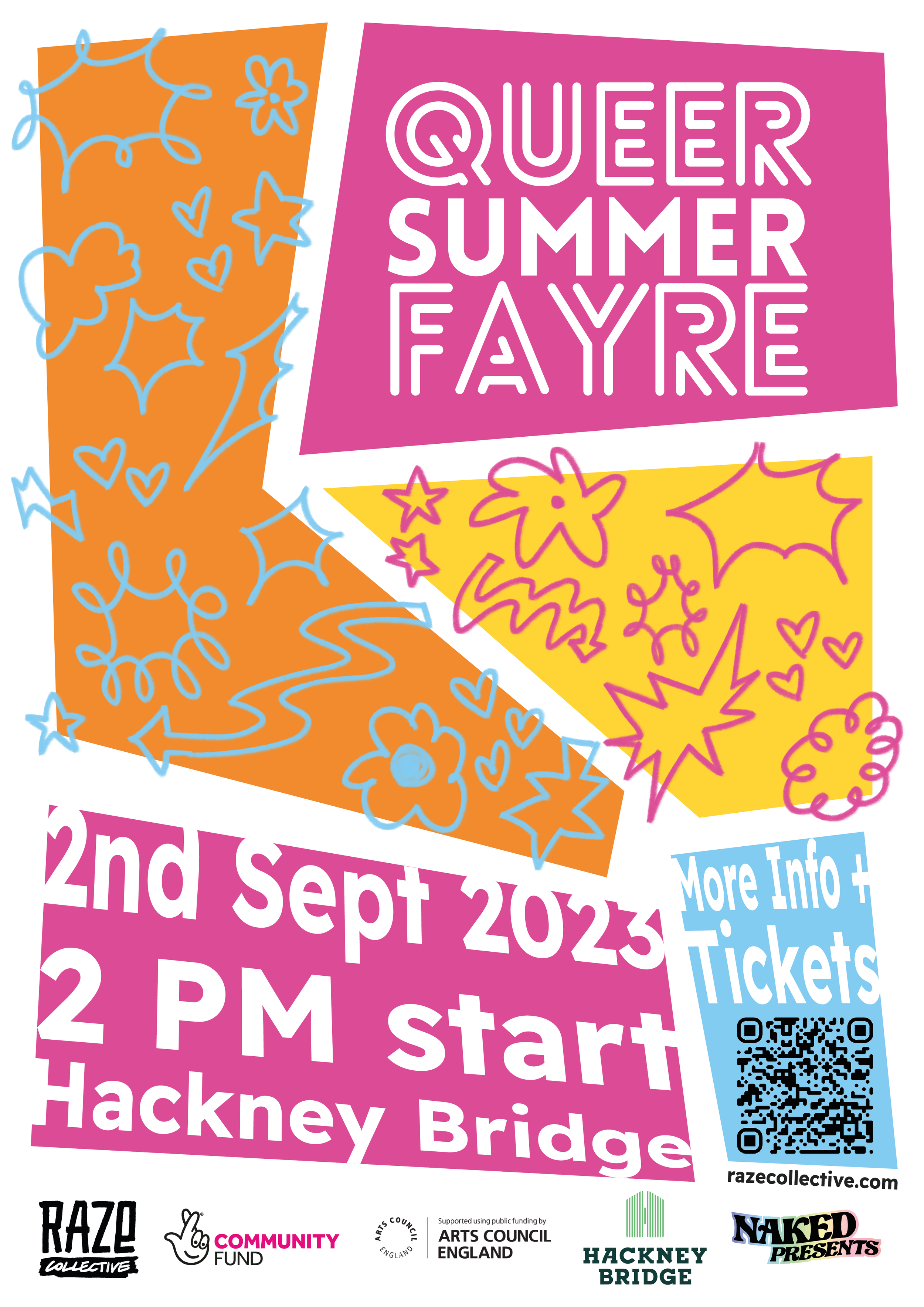 Queer Summer Fayre poster for RAZE Collective
