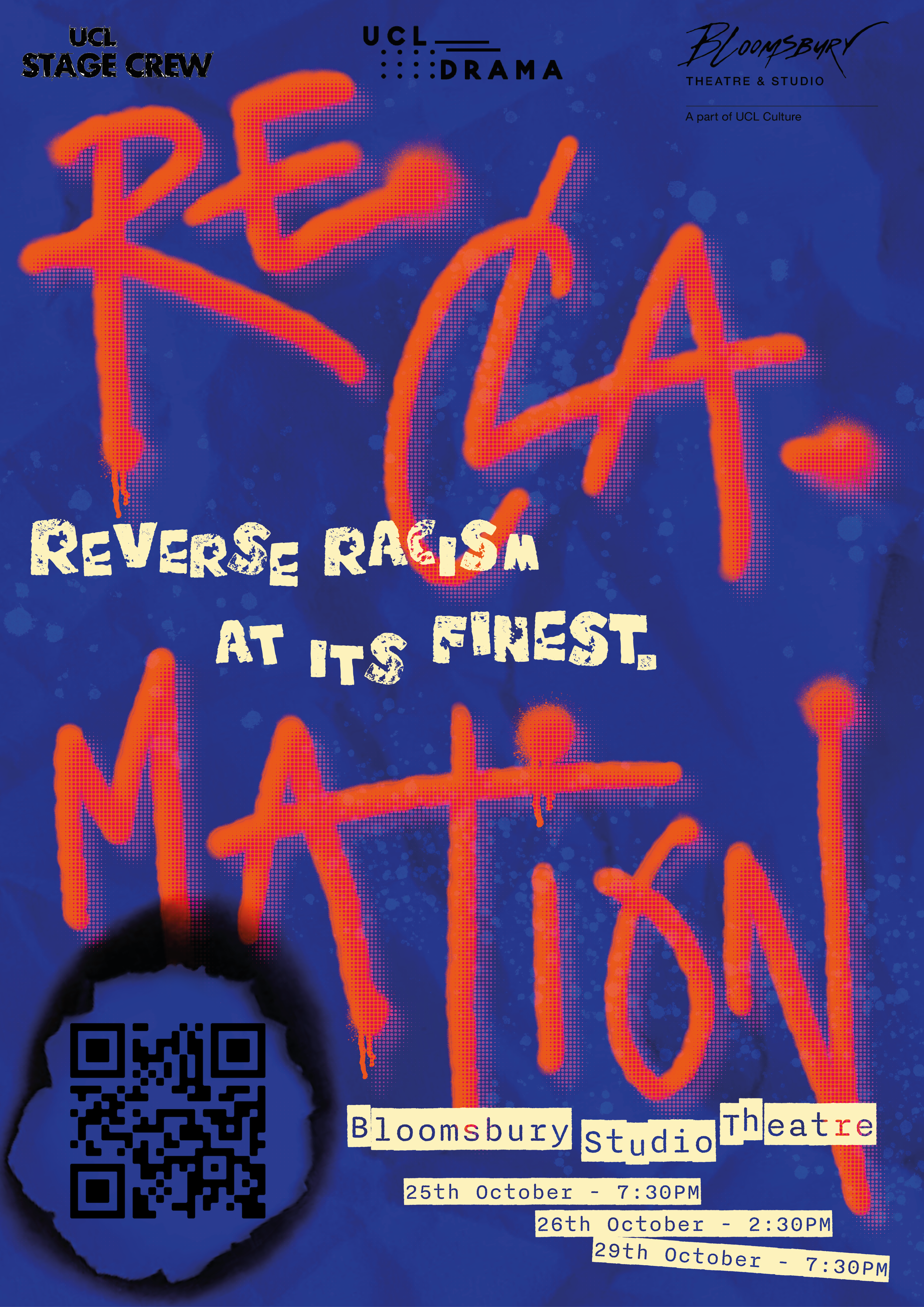 Poster for the Reclamation Showcase by UCL Drama Society, platforming BAME theatre makers