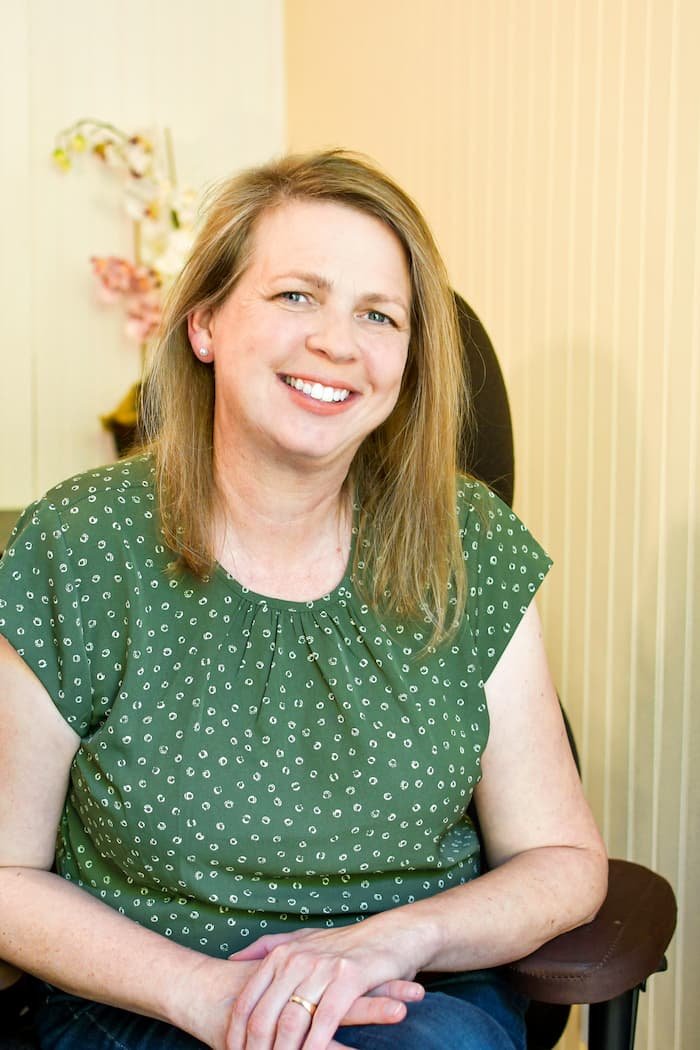 Burbank Couples Counselor Caroline Madden sitting in her chair