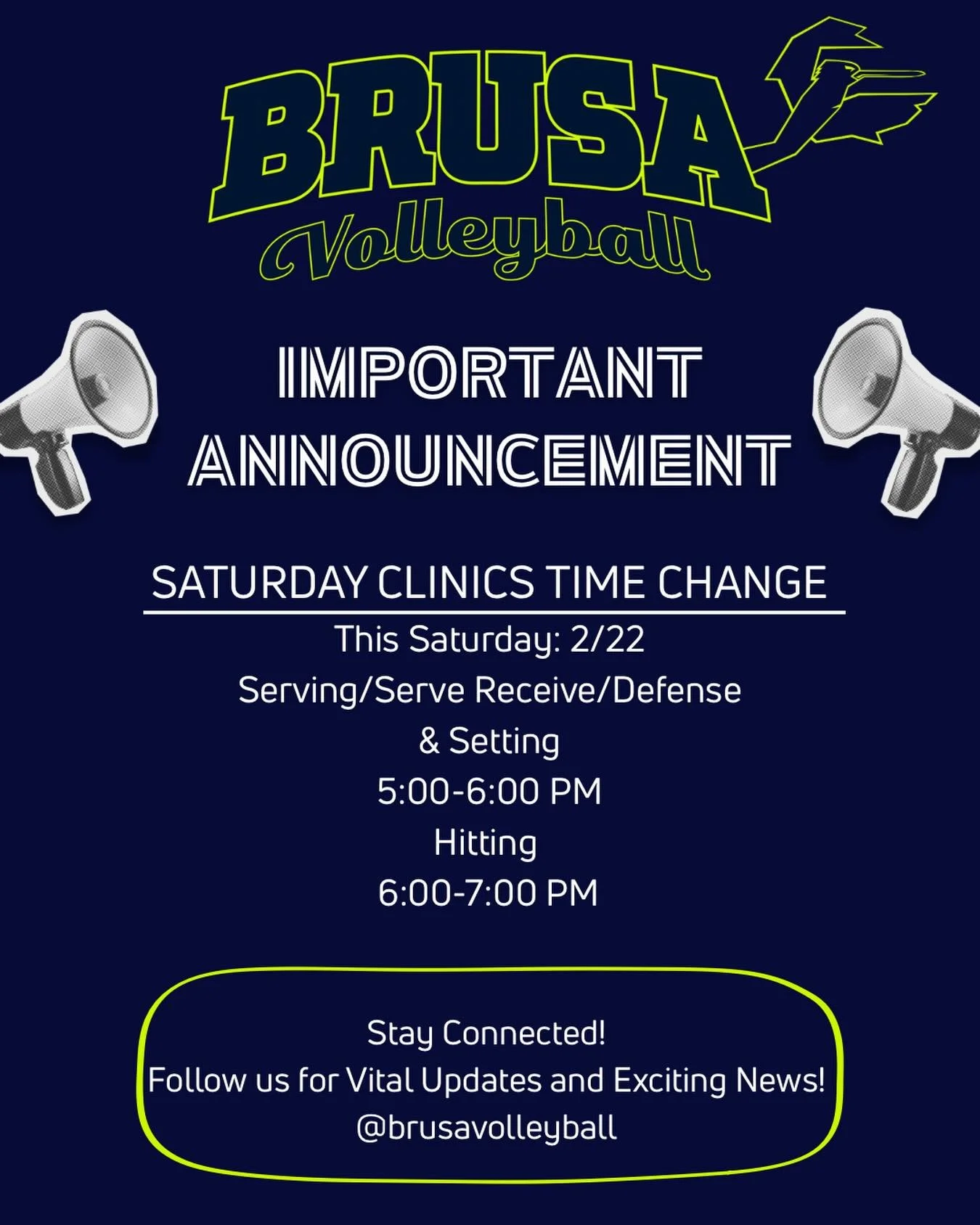 📣 Saturday Clinic Time Update 📣