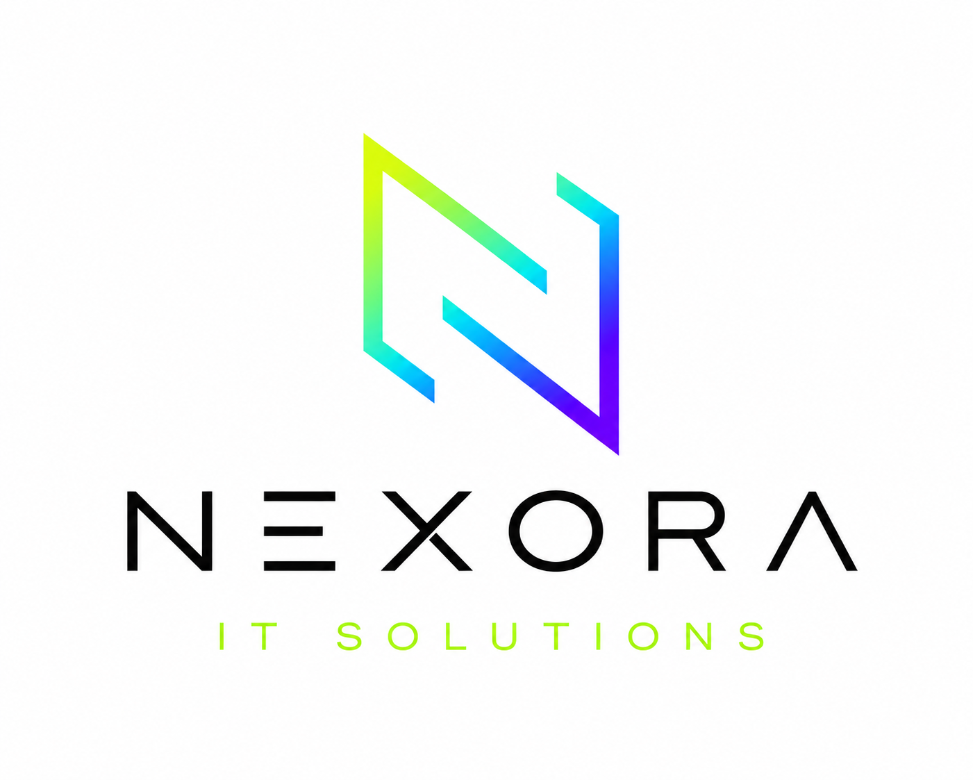 Nexora IT Solutions logo with a stylized, multi-colored geometric design above the company name in black, and green text reading 'IT Solutions' below.