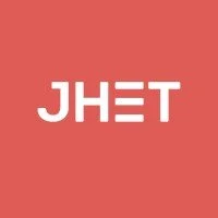 Logo with the letters 'JHET' in white on a red background