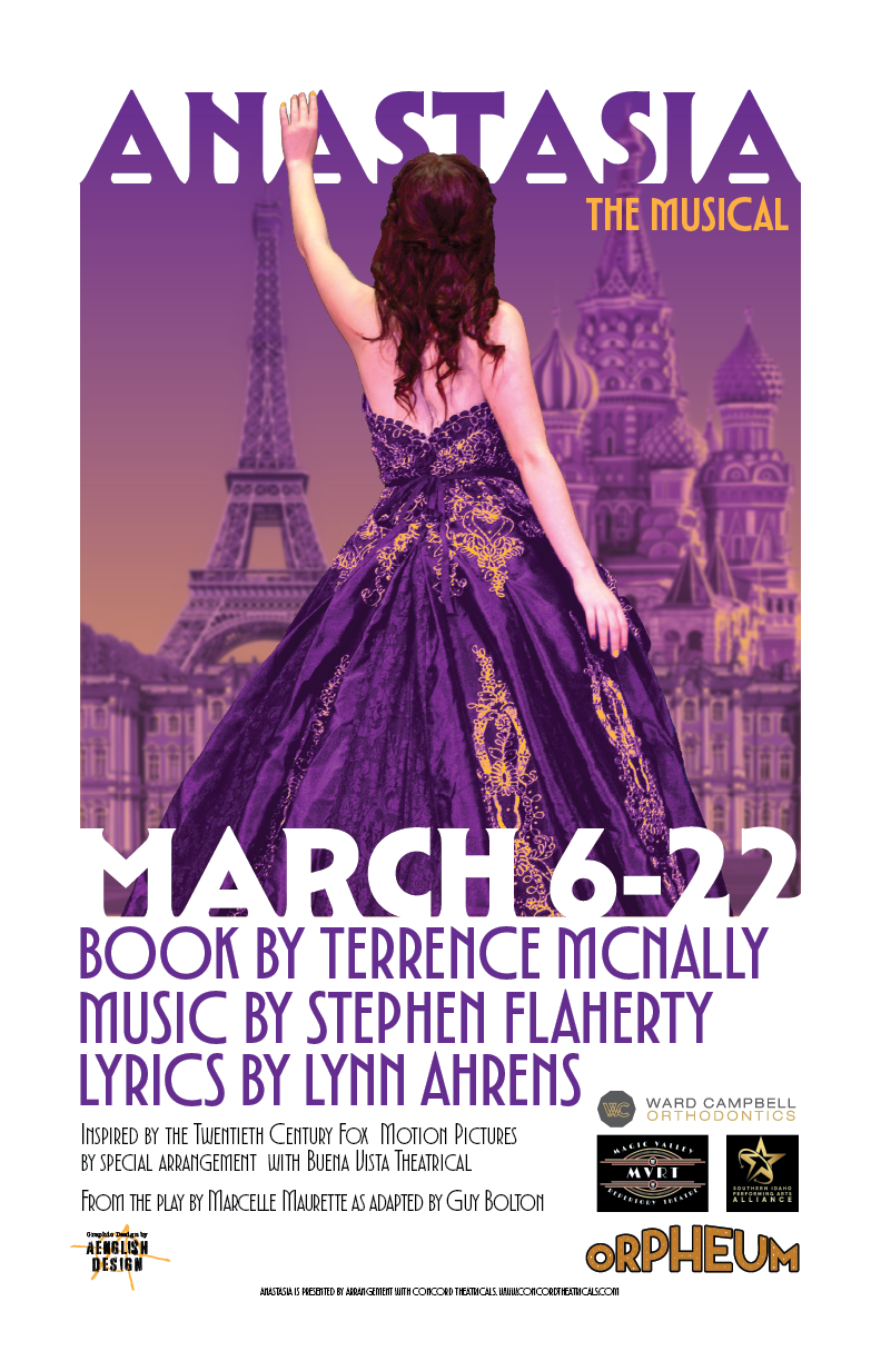 Poster Design for Southern Idaho Performing Arts Alliance and Magic Valley Repertory Theatre's Production of Anastasia the Musical