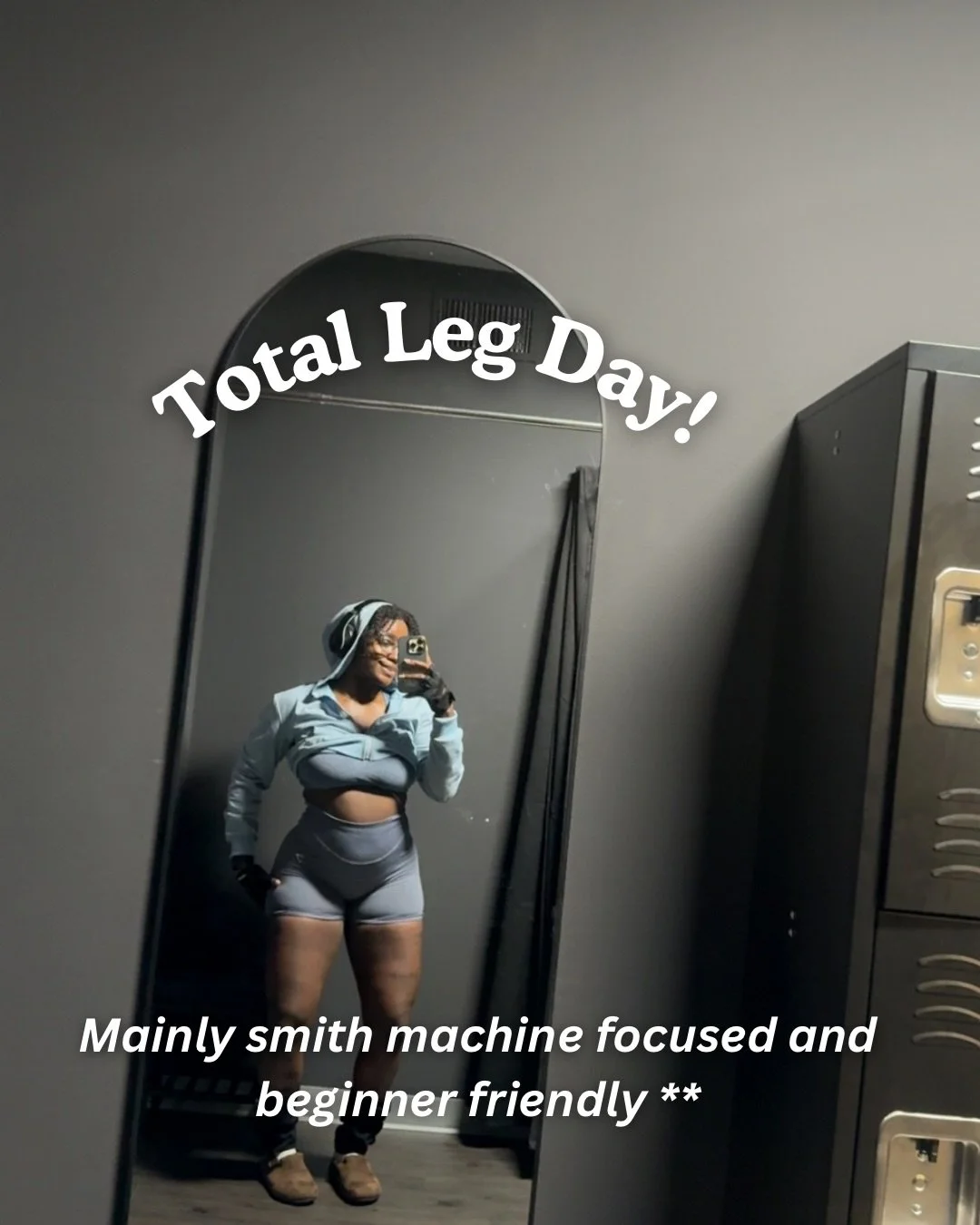 WORKOUT DETAILS BELOW⬇️⬇️

Smith Machine Sumo Squat: 4x10
Reverse Lunges: 3x8 per side 
RDLs: 3x12 
Single Leg RDL: 3x8 per side
Hip Thrusts : 5x10
Chin-ups: ( just for funsies 😋)
Hip Abductors ( the one in the video is an extreme abductor) : 4x10

