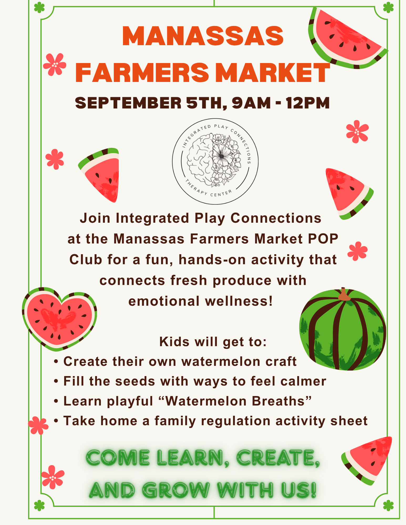 Watermelon Wellness at the Manassas Farmers Market POP Club