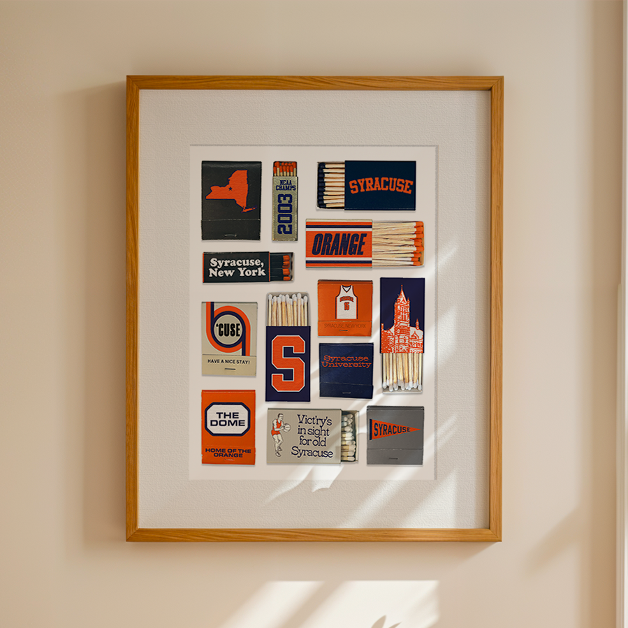 Syracuse University Matchbox Collage - Vintage Orange Print