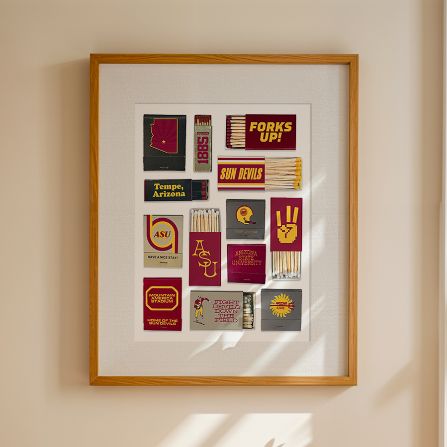 Arizona State University Matchbox Collage - Vintage Sun Devils Print