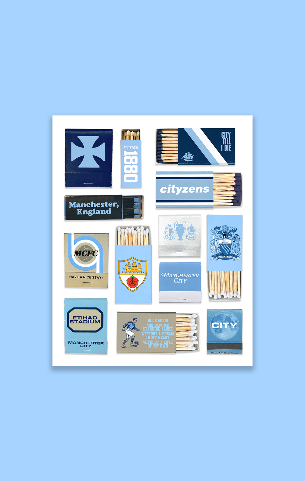 Manchester City Football Club Matchbox Collage - Vintage Man City Print