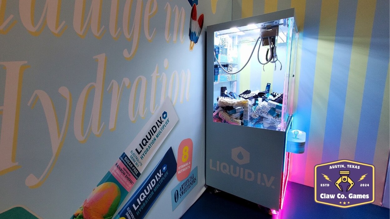For their booth at Ulta Beauty World 2025, LiquidIV requested a large claw machine with a custom brand wrap.
