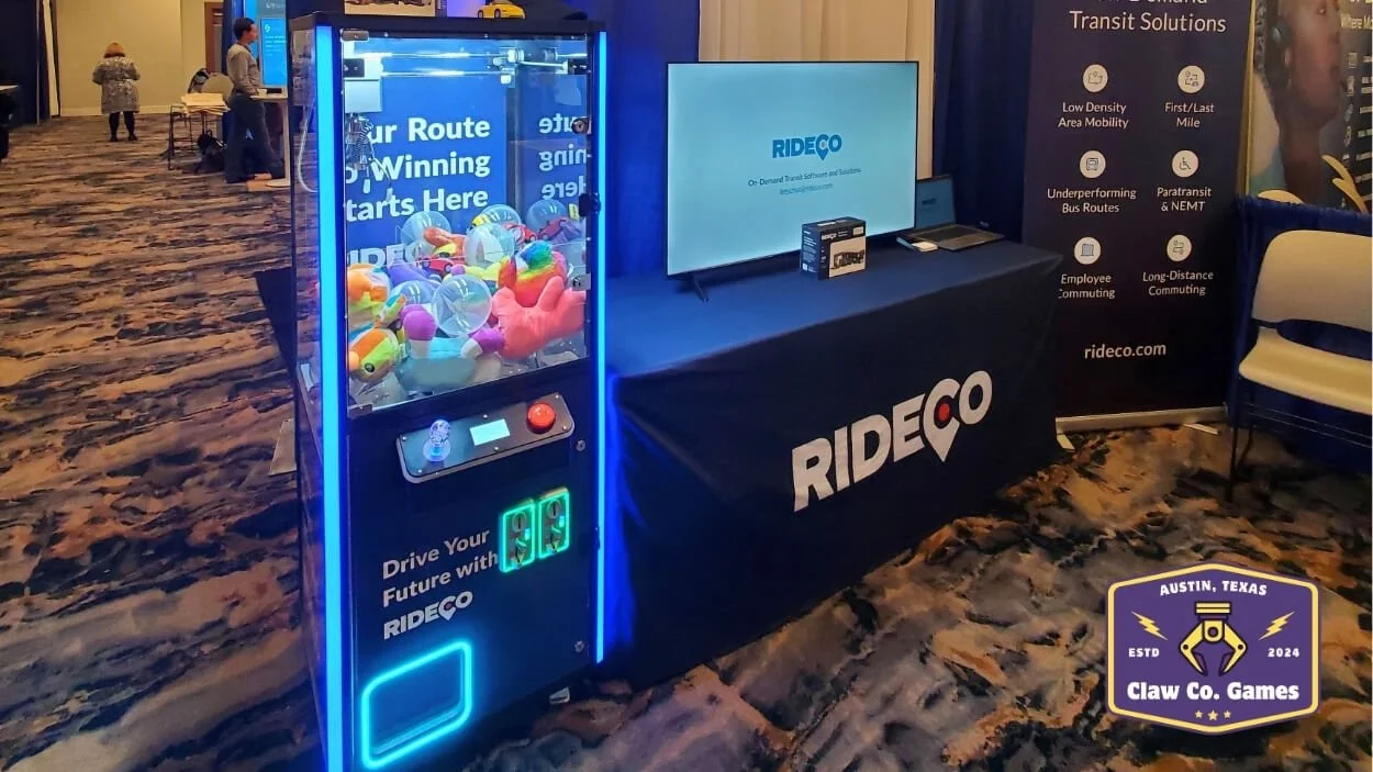 For the 2025 APTA Mobility Conference in Austin, TX, we helped transit software company, RideCo, drive people to their booth with a custom-wrapped medium-prize claw machine.