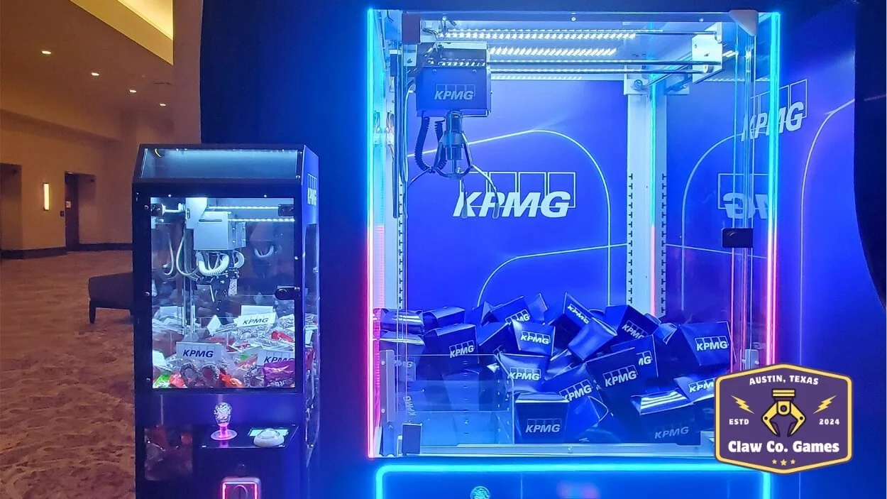 From SXSW 2025 - With two different sized claw machines, KPMG was able to giveaway all sorts of prizes at their booth at South by Southwest.