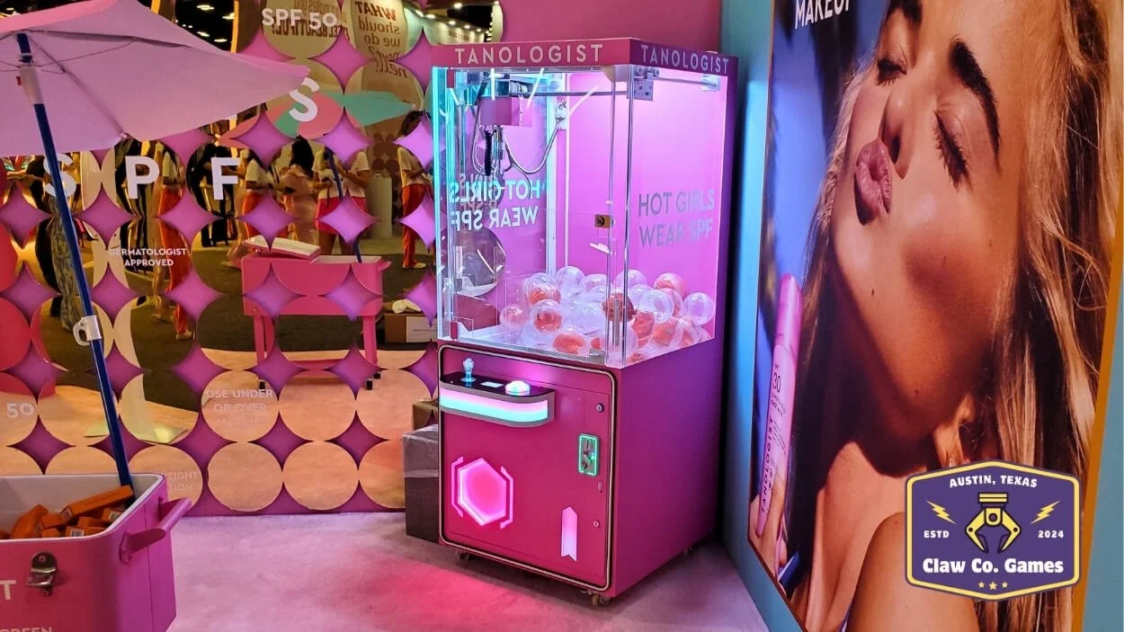 Every claw machine we offer can be customized to match your style or brand. For the 2025 Ulta Beauty World, we helped Tanologist transform a claw machine into a must-stop spot!