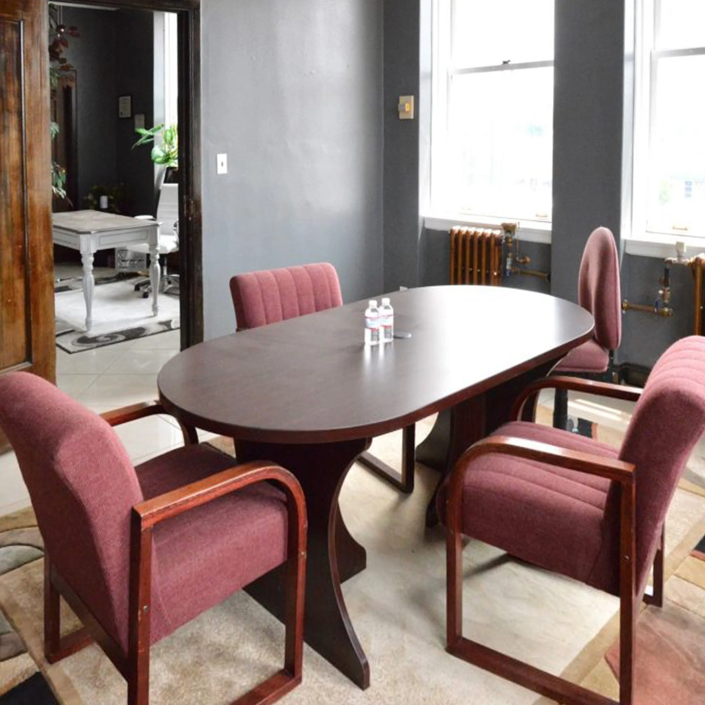 A conference room in the Henderson Bank Building.