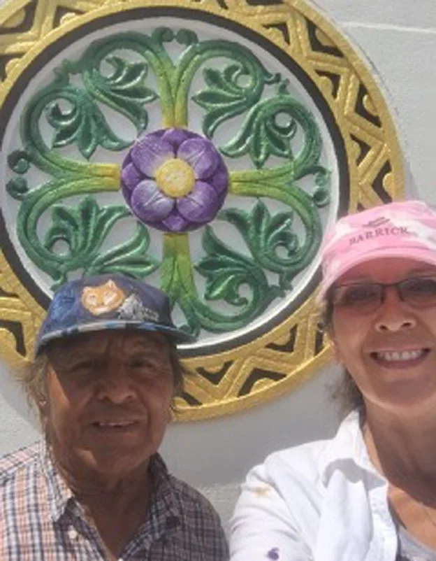 Larson Bill with his cousin, Antoinette Cavanaugh, during the restoration of the Henderson Bank Building in downtown Elko, Nevada.