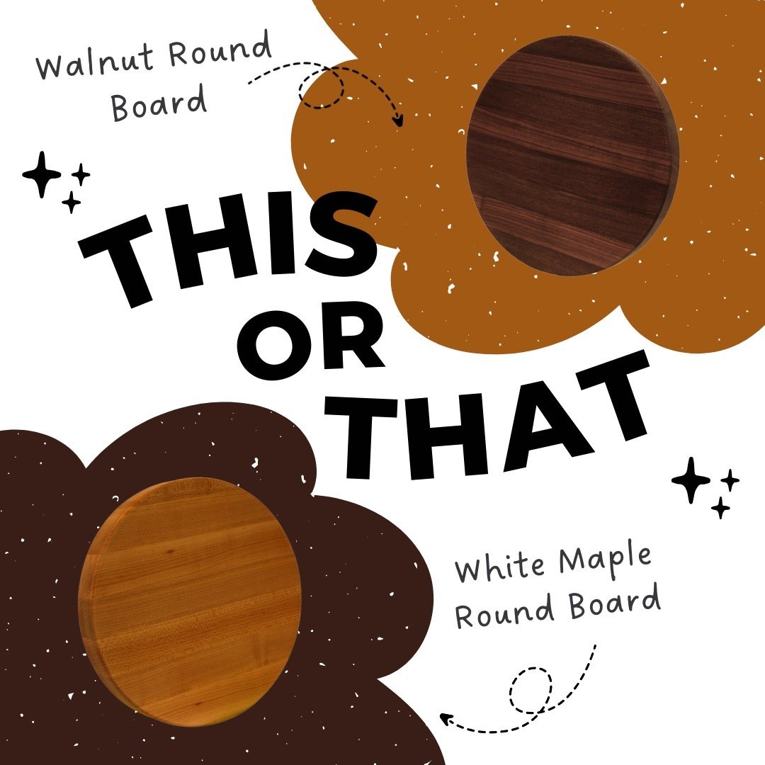 This Or That! Comment which one is your fav! 😍Check us out @ www.boardsandsuch.com!❤️ #boardsandsuch #cuttingboards #charcuterieboard #thisorthat #endgrain #endgraincuttingboard #butcherblock #butcherblockcuttingboards #shopsmalltoronto #shoplocalto