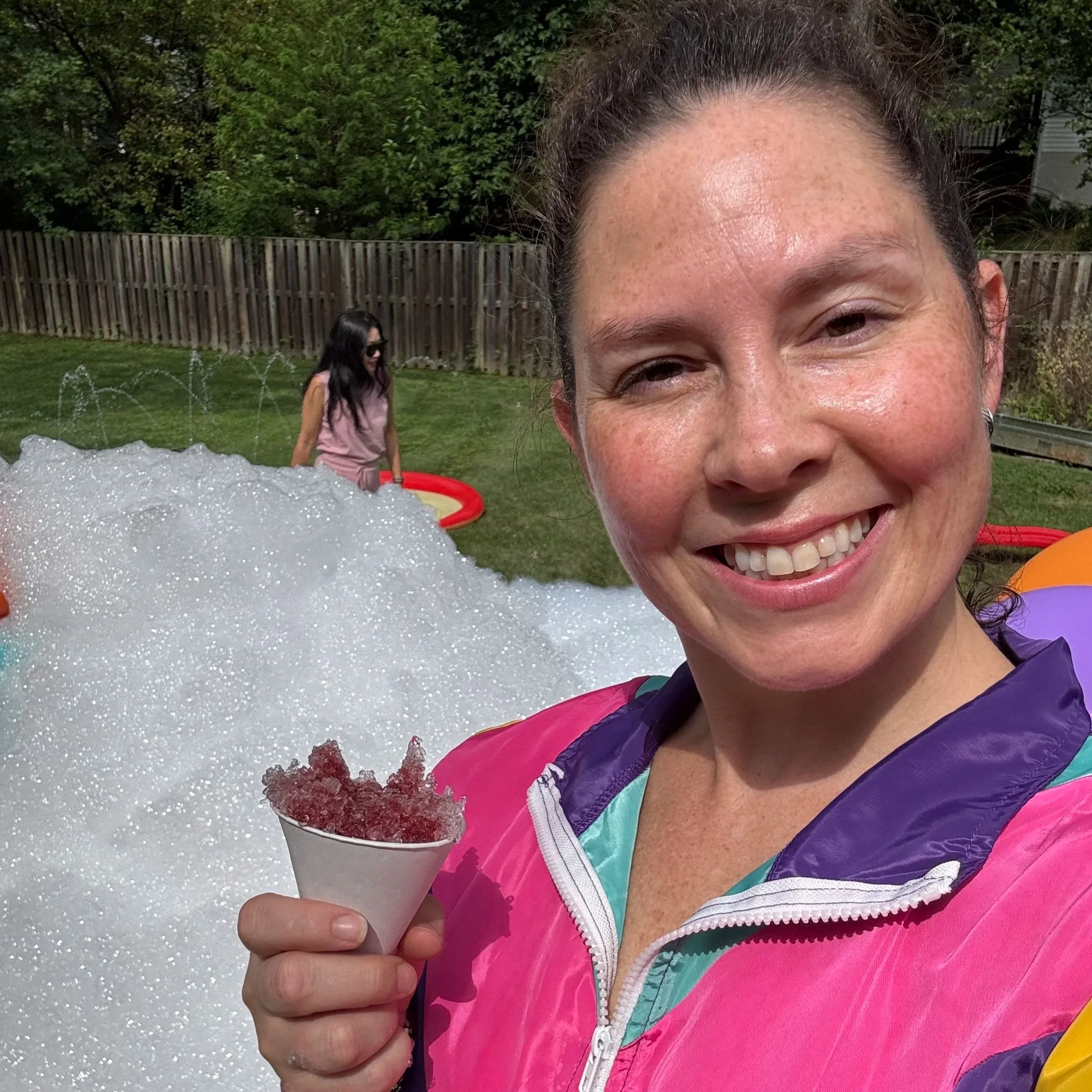 Snowcones and bubbles at Lucca's 2nd birthday party
