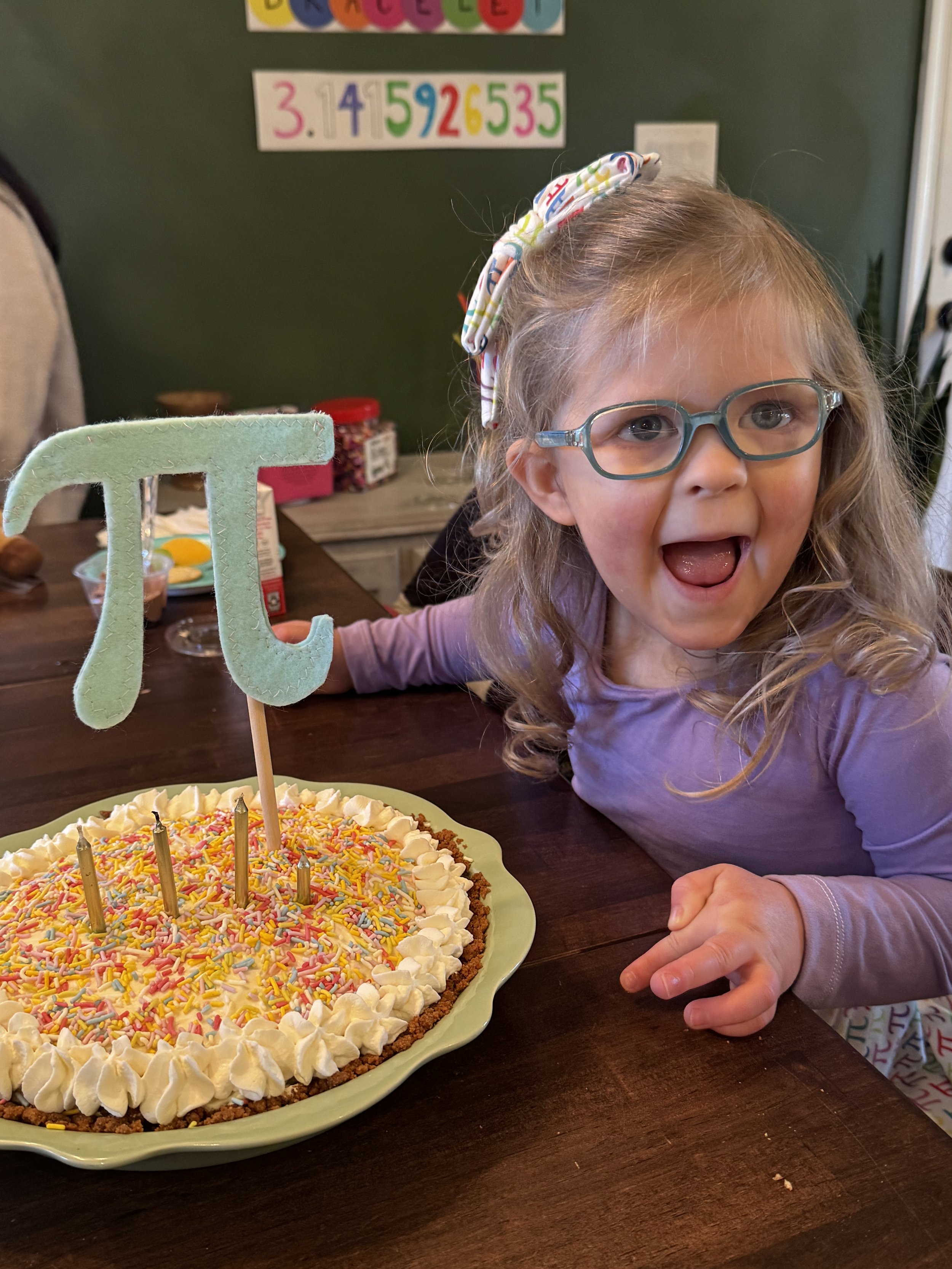 With the arrival of baby brother, Noelle's 3rd birthday party was pushed to February to allow adequate time for planning and executing (because Mama's crazy). It was also a nod to her mathematician daddy as she celebrated a Pi birthday by turning 3.1