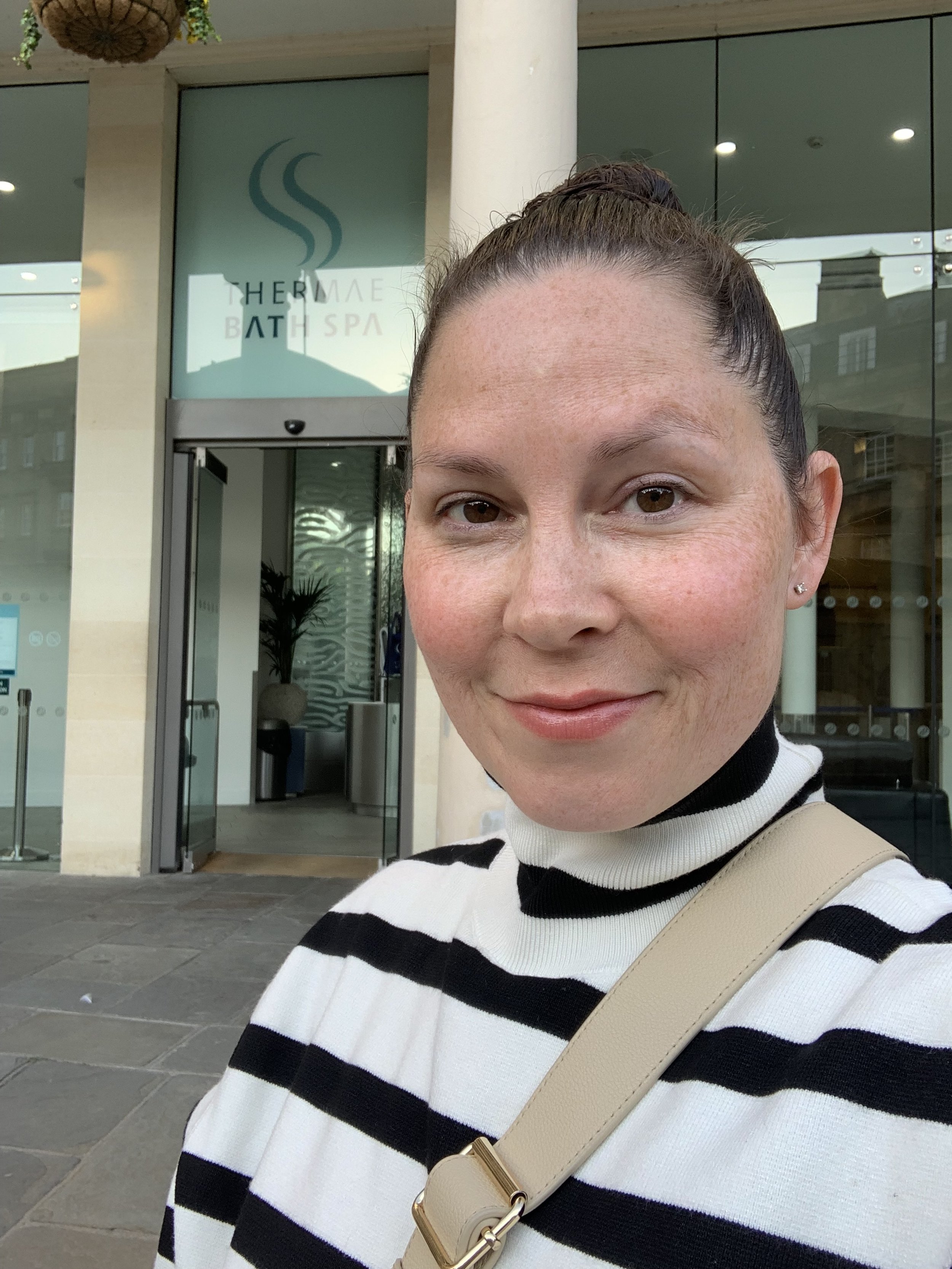 Just leaving Thermae Bath Spa in Bath, England - my Mother's Day present while we were traveling