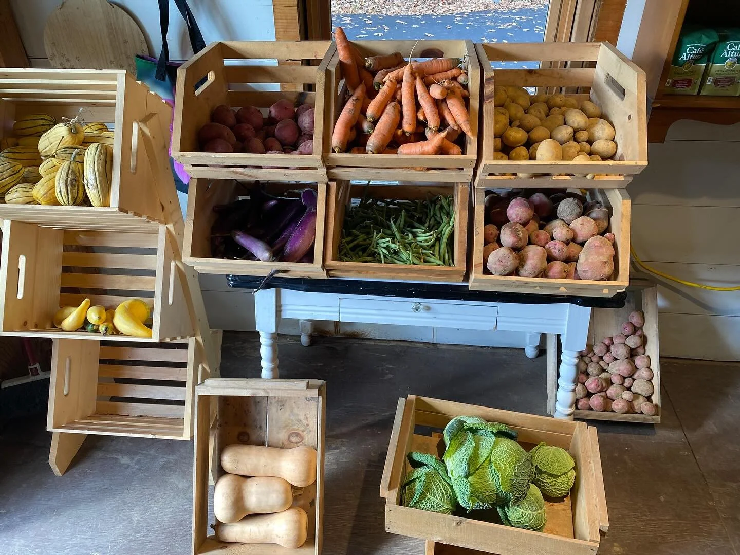 Our farm store is full of fall vegetables this weekend, including 3 different varieties of potatoes we harvested earlier this week. Stop on by!