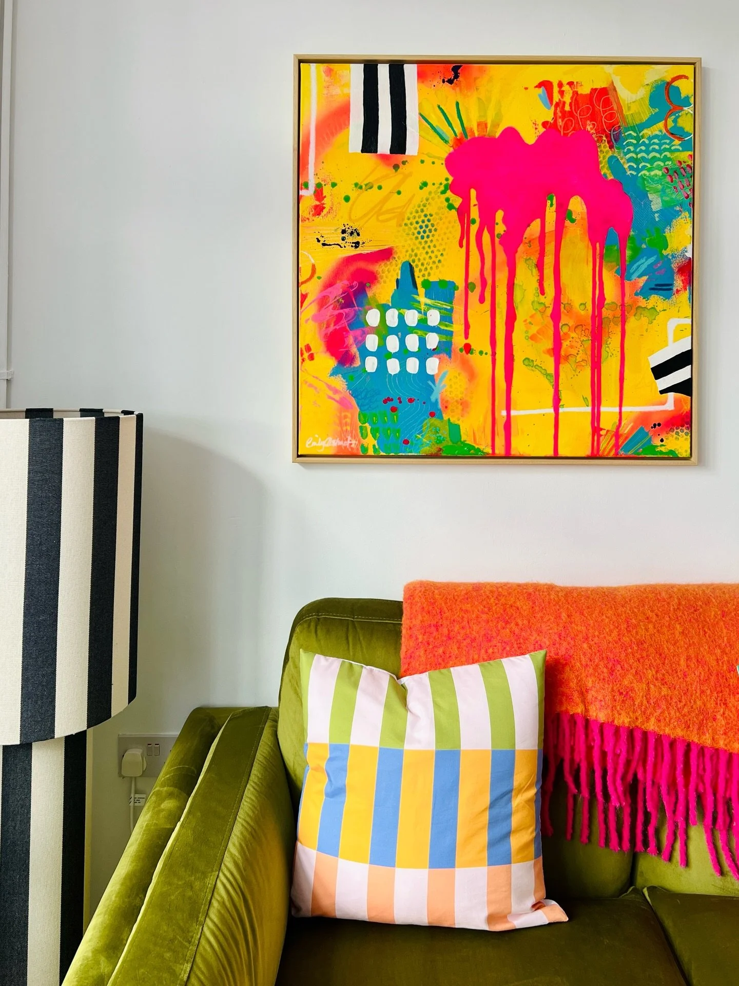 I shot some work over the weekend now everything is framed and ready for a SELL OUT show at @theotherartfair this week (we&rsquo;re manifesting ok 🤞🏼)! 

I hung &ldquo;Charge me up&rdquo; around the living room and just wow, she belongs there 😂 Ho