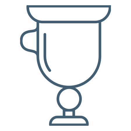 Outline of a trophy cup with a handle.