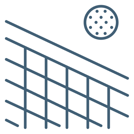 Illustration of a badminton racket hitting a shuttlecock.