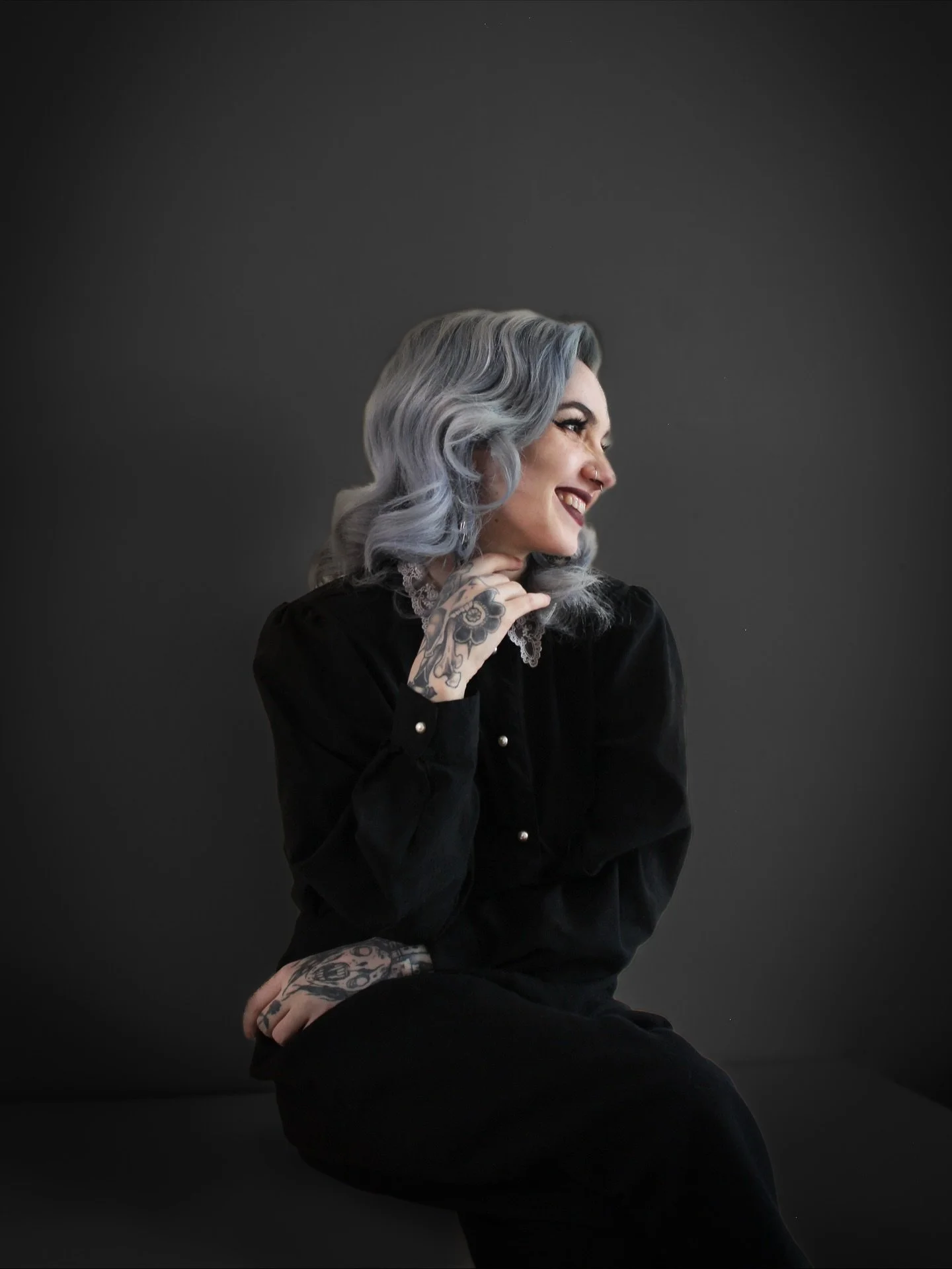 Lots of new faces here so I figured I&rsquo;d show you mine + some tattoos 🖤✨ Thanks for looking, and maybe book a spooky tattoo to warm my cold dead heart? I promise you won&rsquo;t find it under your floorboards. 

@mothanddaggertattoos 

❦
 ❦
 ❦
