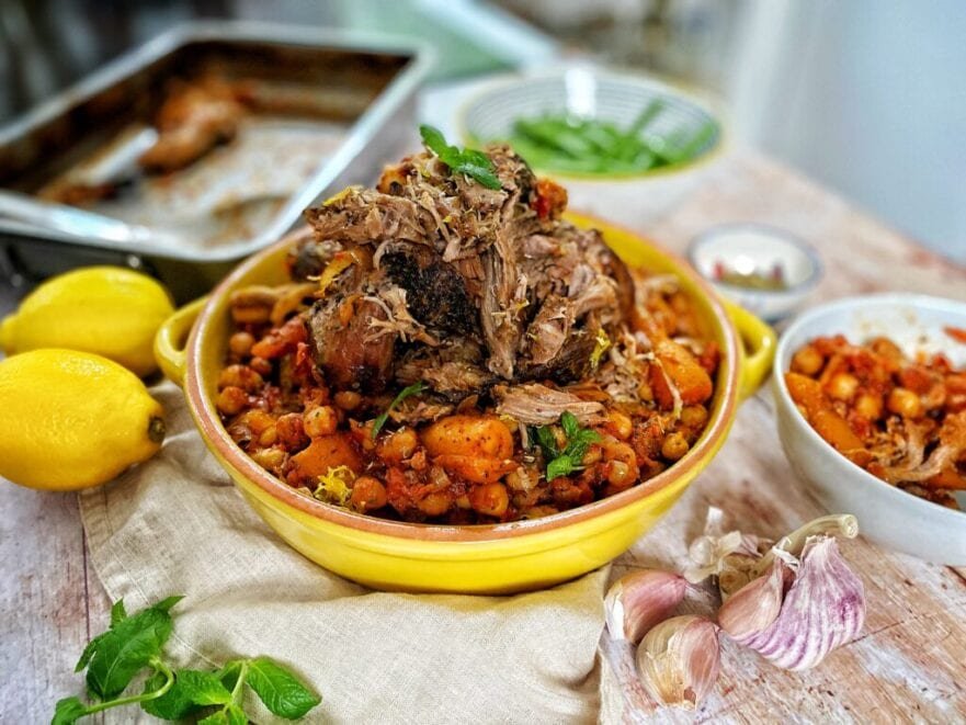 Slow Roast Lamb in Chick Pea Tomato Sauce