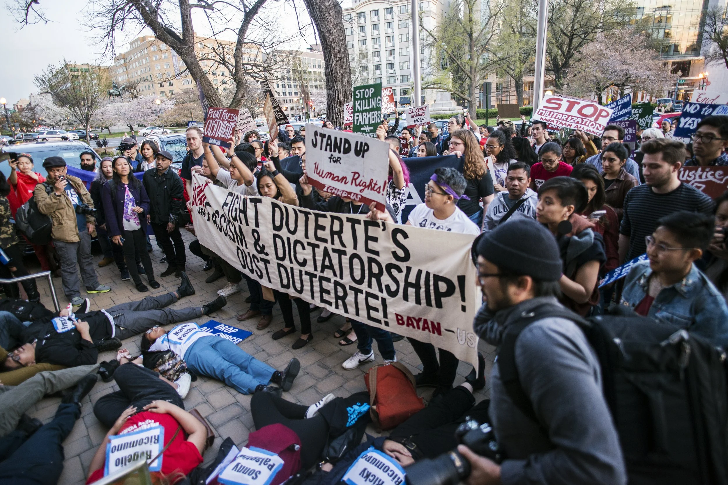 Over 250 People Stage Die-In and Rally at Philippine Embassy in Washington DC to Call for the Ouster of President Rodrigo Duterte of the Philippines