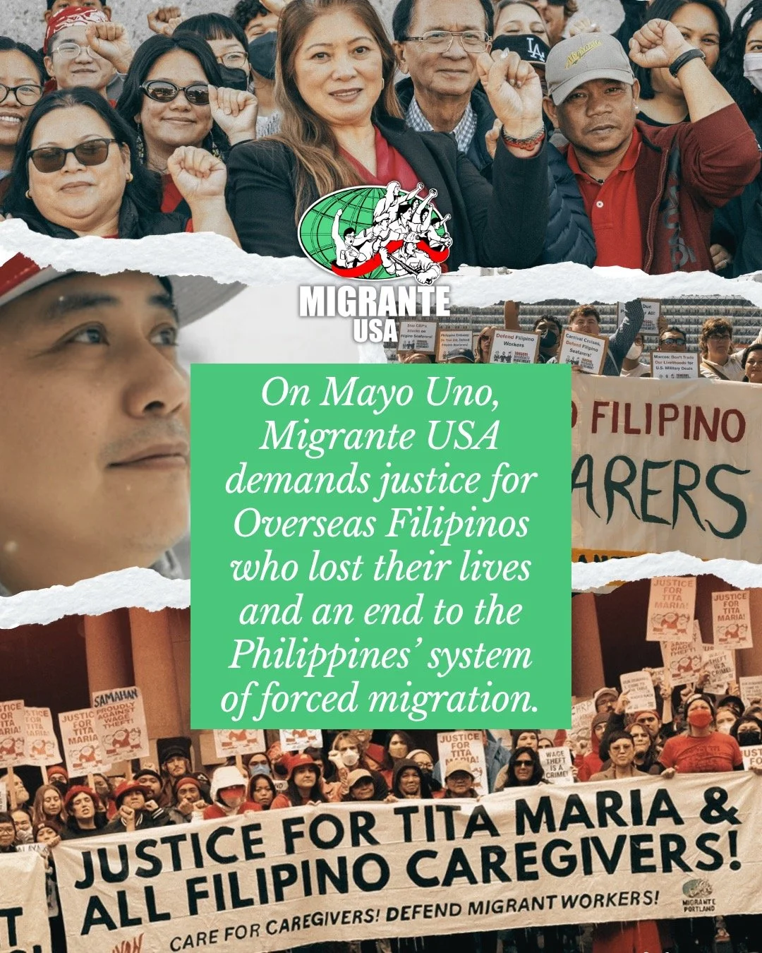 On Mayo Uno, Migrante USA demands justice for Overseas Filipinos who lost their lives, and an end to the Philippines’ system of forced migration.