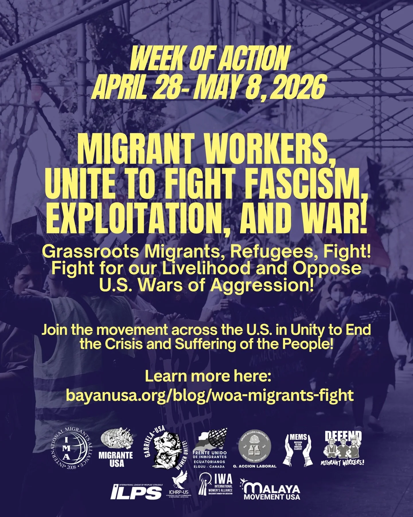 ✊🏽Migrant workers, unite to fight fascism, exploitation, and war! Grassroots Migrants, Refugees, Fight! Fight for our Livelihood and Oppose U.S. Wars of Aggression!

🗣️Join the movement across the U.S. in Unity to End the Crisis and Suffering of th