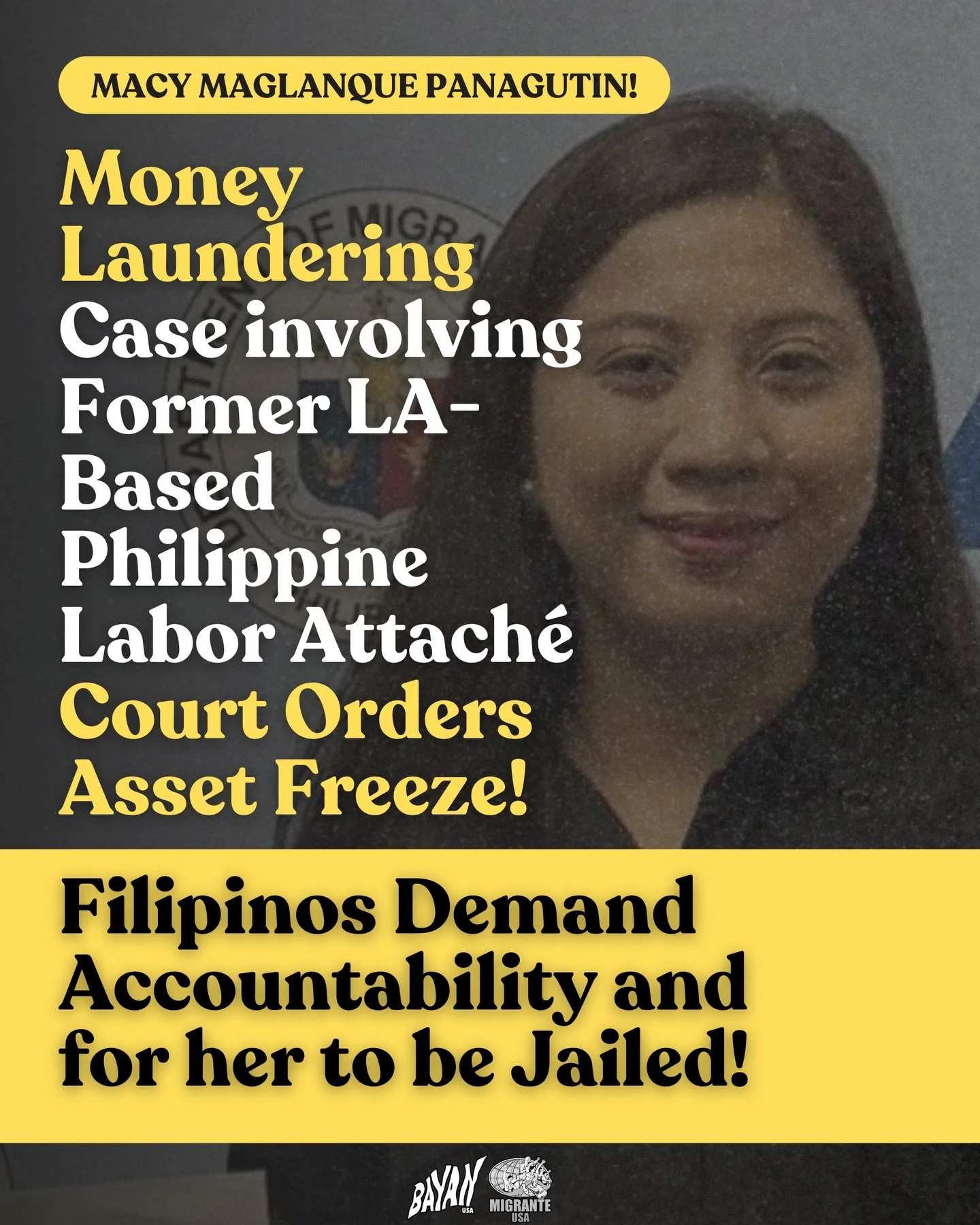 💰Money Laundering Case involving Former LA-Based Philippine Labor Attach&eacute;  Court Orders Asset Freeze! 🔻Filipinos Demand Accountability and for her to be Jailed!

🗣️The investigation has resulted in at least six bank accounts frozen and deep