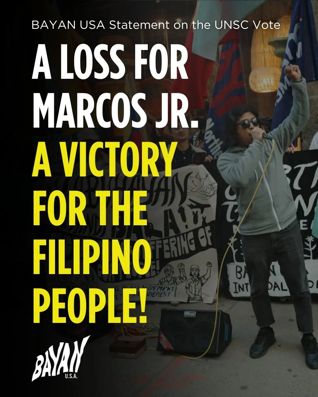 People's Victory! No UNSC Seat for Marcos Jr! While the world had expected a seat for the Philippines on the UNSC, the people's movement proved to be the decisive factor in exposing the conditions and the basis to vote against the Marcos Jr. camp. Al