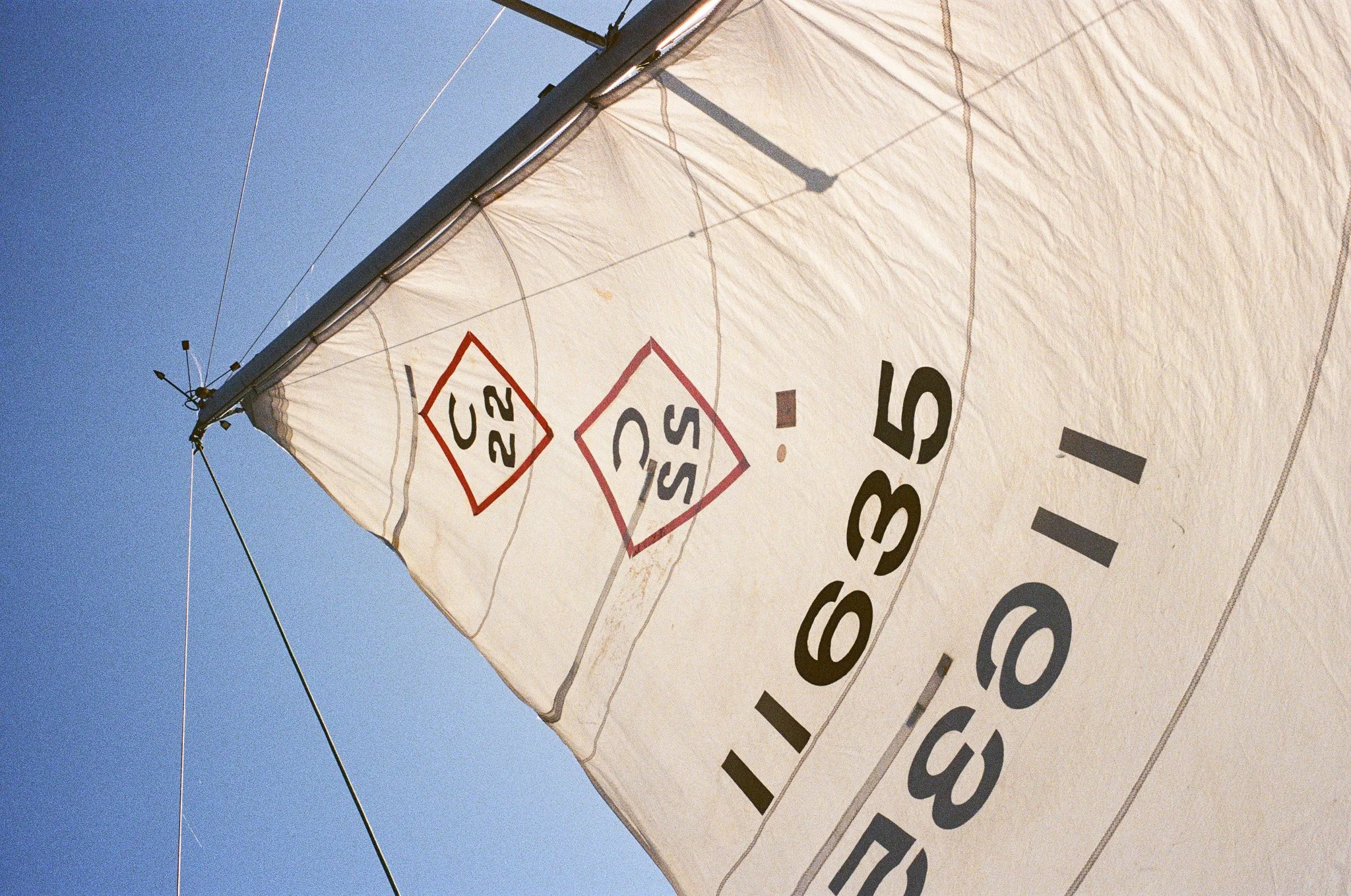Whippoorwill sail flies in the wind and sunlight.